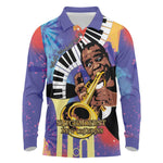 Satchmofest What a Wonderful World Long Sleeve Polo Shirt King Of Jazz SummerFest - African Pride