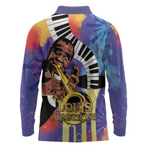 Satchmofest What a Wonderful World Long Sleeve Polo Shirt King Of Jazz SummerFest - African Pride