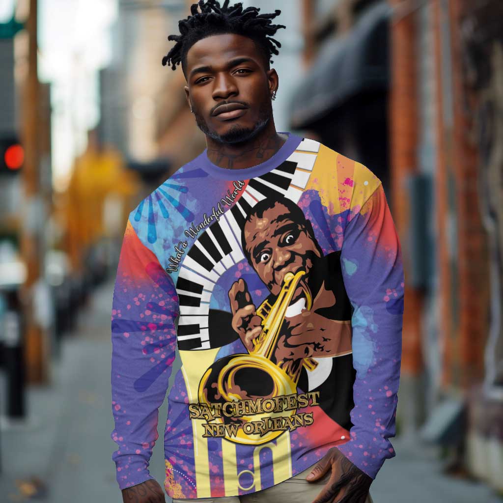 Satchmofest What a Wonderful World Long Sleeve Shirt King Of Jazz SummerFest - African Pride