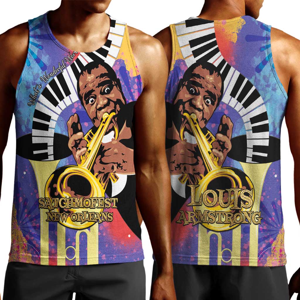 Satchmofest What a Wonderful World Men Tank Top King Of Jazz SummerFest - African Pride
