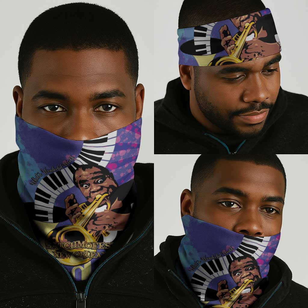 Satchmofest What a Wonderful World Neck Gaiter King Of Jazz SummerFest LT15