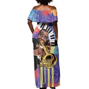 Satchmofest What a Wonderful World Off Shoulder Maxi Dress King Of Jazz SummerFest - African Pride