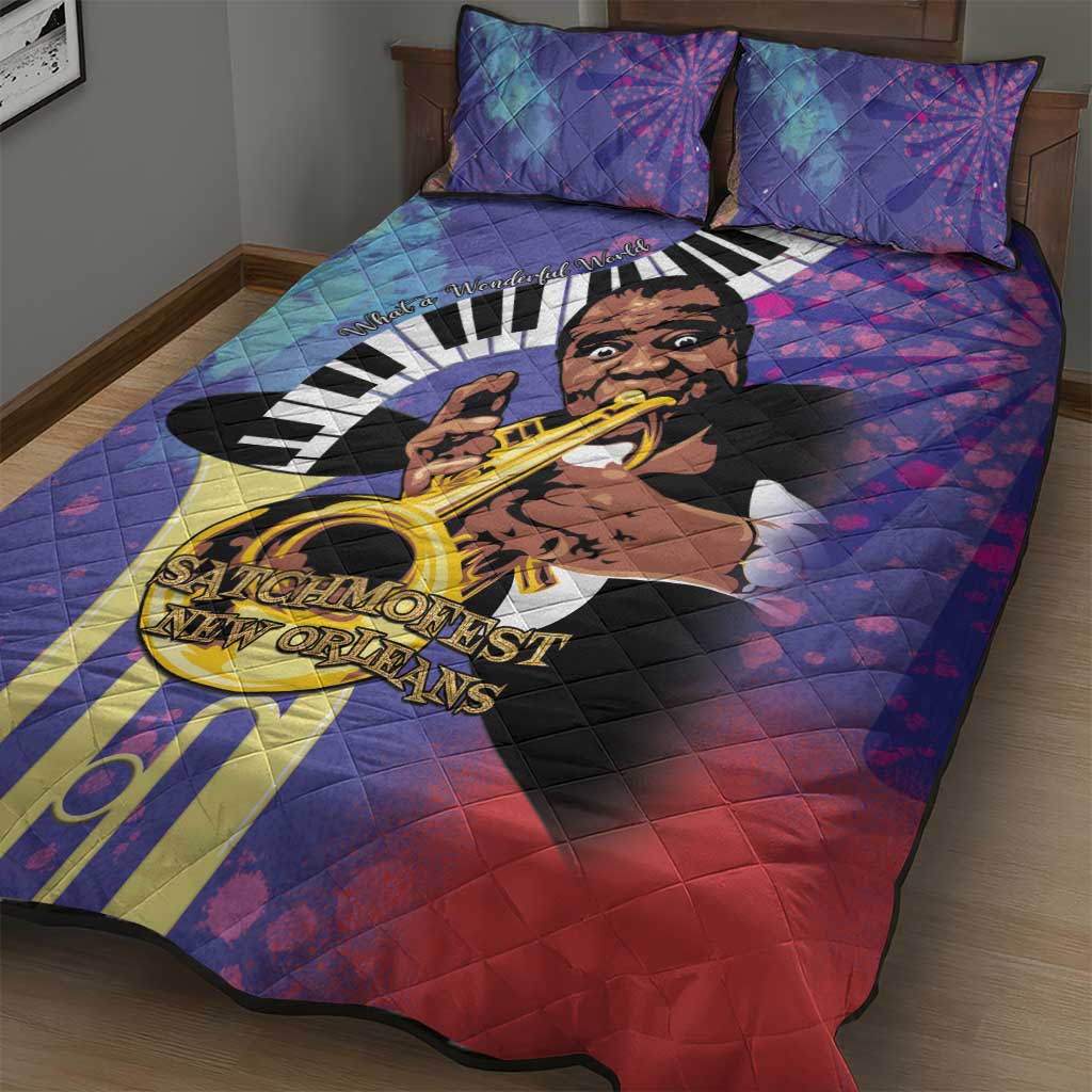 Satchmofest What a Wonderful World Quilt Bed Set King Of Jazz SummerFest - African Pride