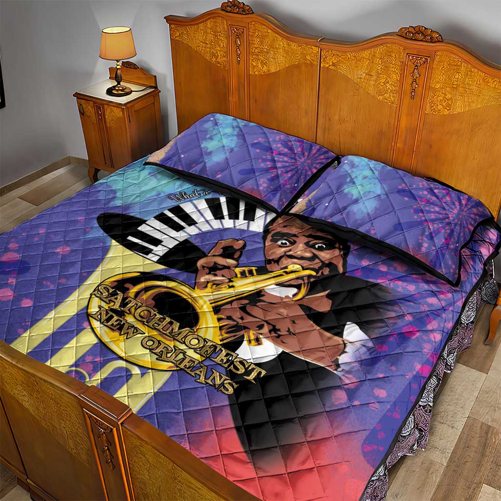 Satchmofest What a Wonderful World Quilt Bed Set King Of Jazz SummerFest - African Pride
