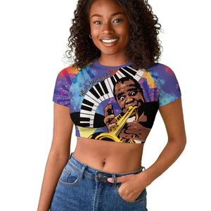 Satchmofest What a Wonderful World Raglan Cropped T shirt King Of Jazz SummerFest - African Pride