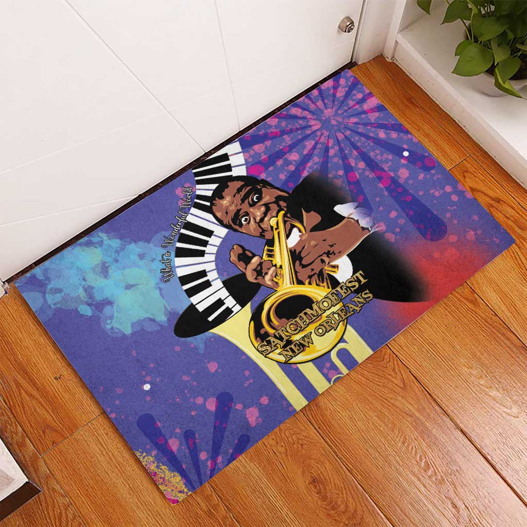 Satchmofest What a Wonderful World Rubber Doormat King Of Jazz SummerFest - African Pride