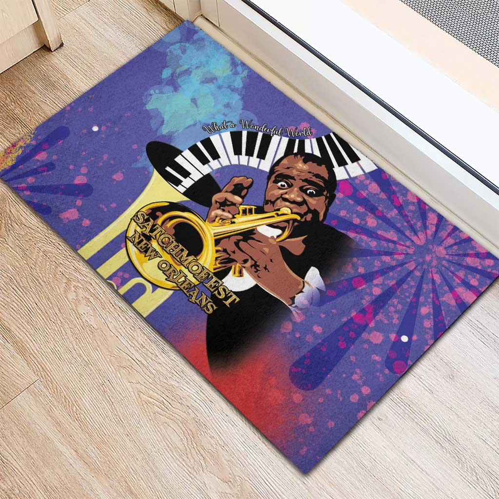Satchmofest What a Wonderful World Rubber Doormat King Of Jazz SummerFest - African Pride