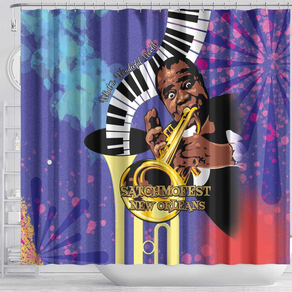 Satchmofest What a Wonderful World Shower Curtain King Of Jazz SummerFest - African Pride