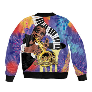 Satchmofest What a Wonderful World Sleeve Zip Bomber Jacket King Of Jazz SummerFest - African Pride