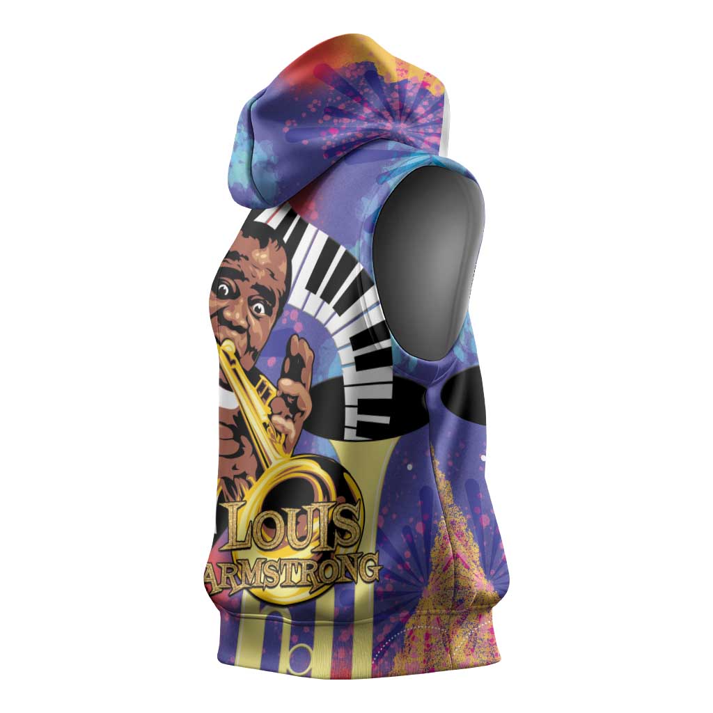 Satchmofest What a Wonderful World Sleeveless Hoodie King Of Jazz SummerFest - African Pride