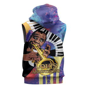 Satchmofest What a Wonderful World Sleeveless Zip Hoodie King Of Jazz SummerFest - African Pride