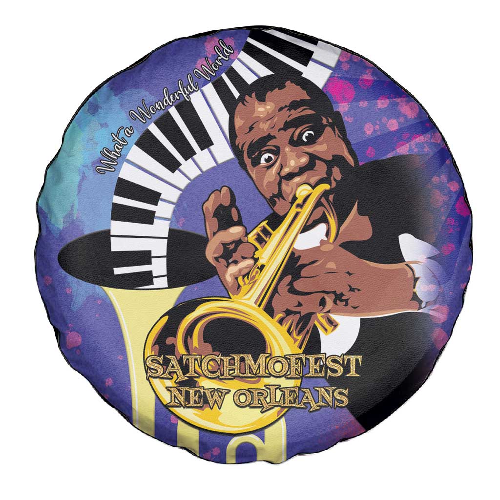 Satchmofest What a Wonderful World Spare Tire Cover King Of Jazz SummerFest - African Pride