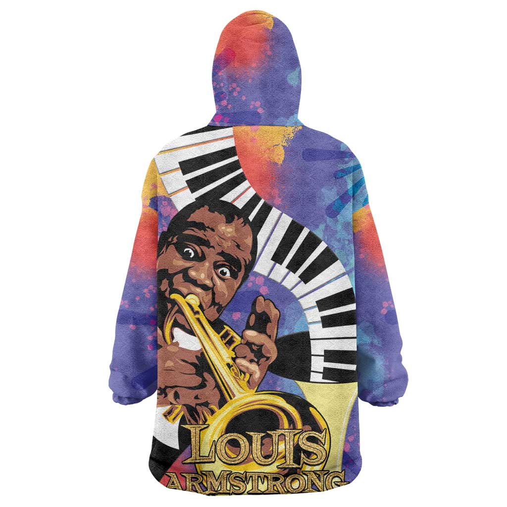 Satchmofest What a Wonderful World Wearable Blanket Hoodie King Of Jazz SummerFest - African Pride
