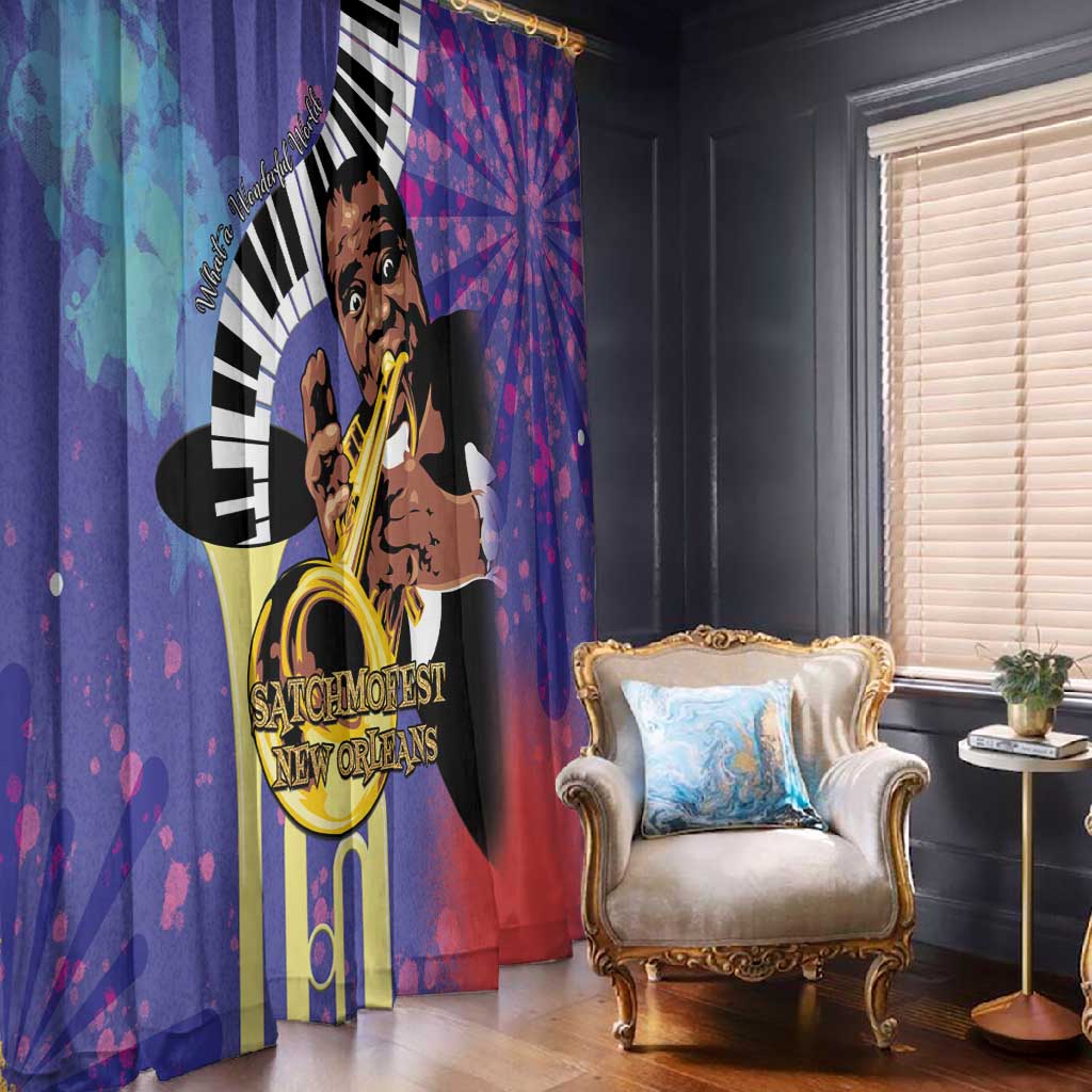 Satchmofest What a Wonderful World Window Curtain King Of Jazz SummerFest - African Pride
