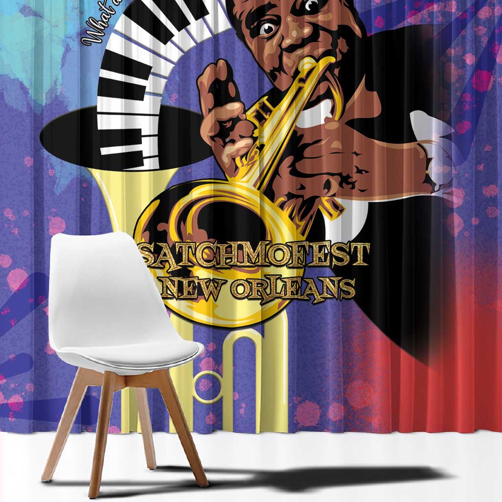 Satchmofest What a Wonderful World Window Curtain King Of Jazz SummerFest - African Pride