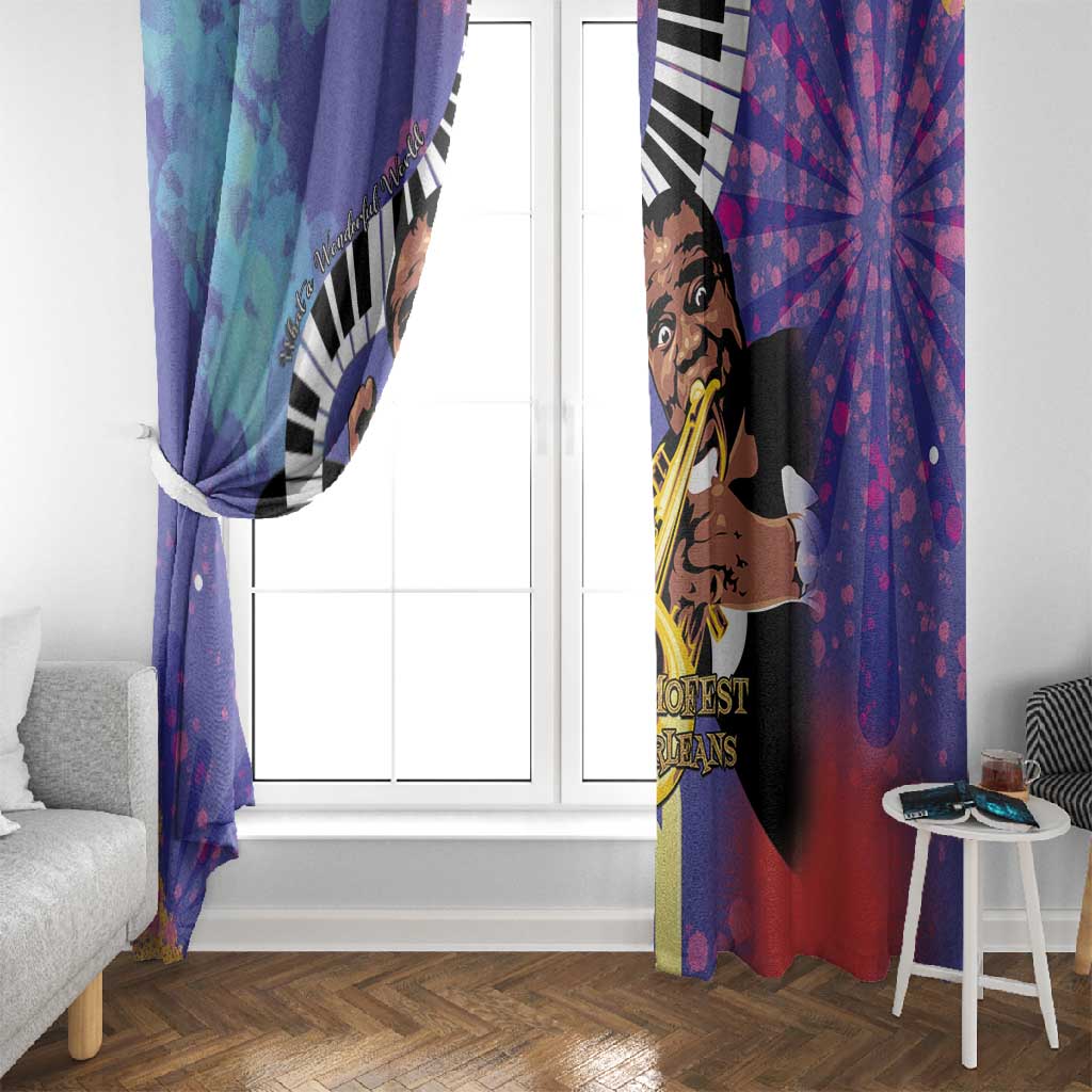 Satchmofest What a Wonderful World Window Curtain King Of Jazz SummerFest - African Pride