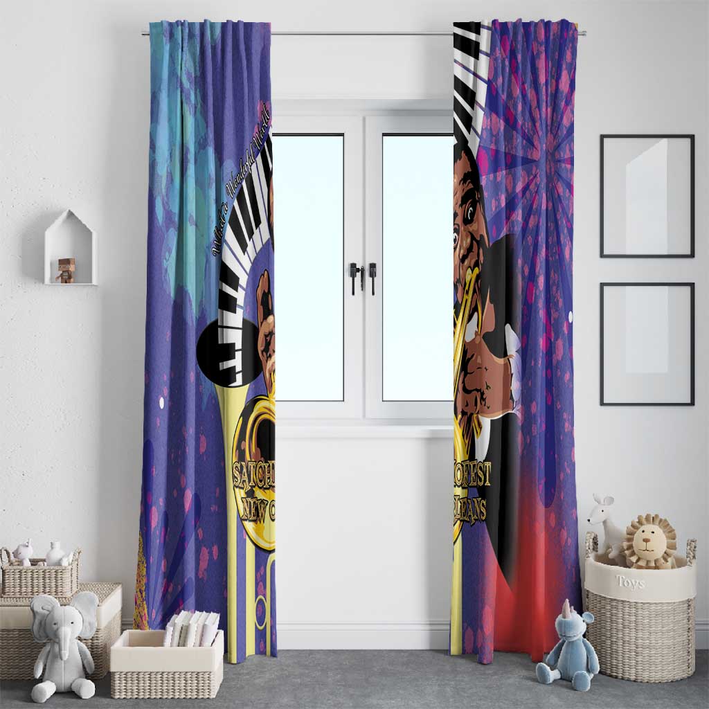 Satchmofest What a Wonderful World Window Curtain King Of Jazz SummerFest - African Pride