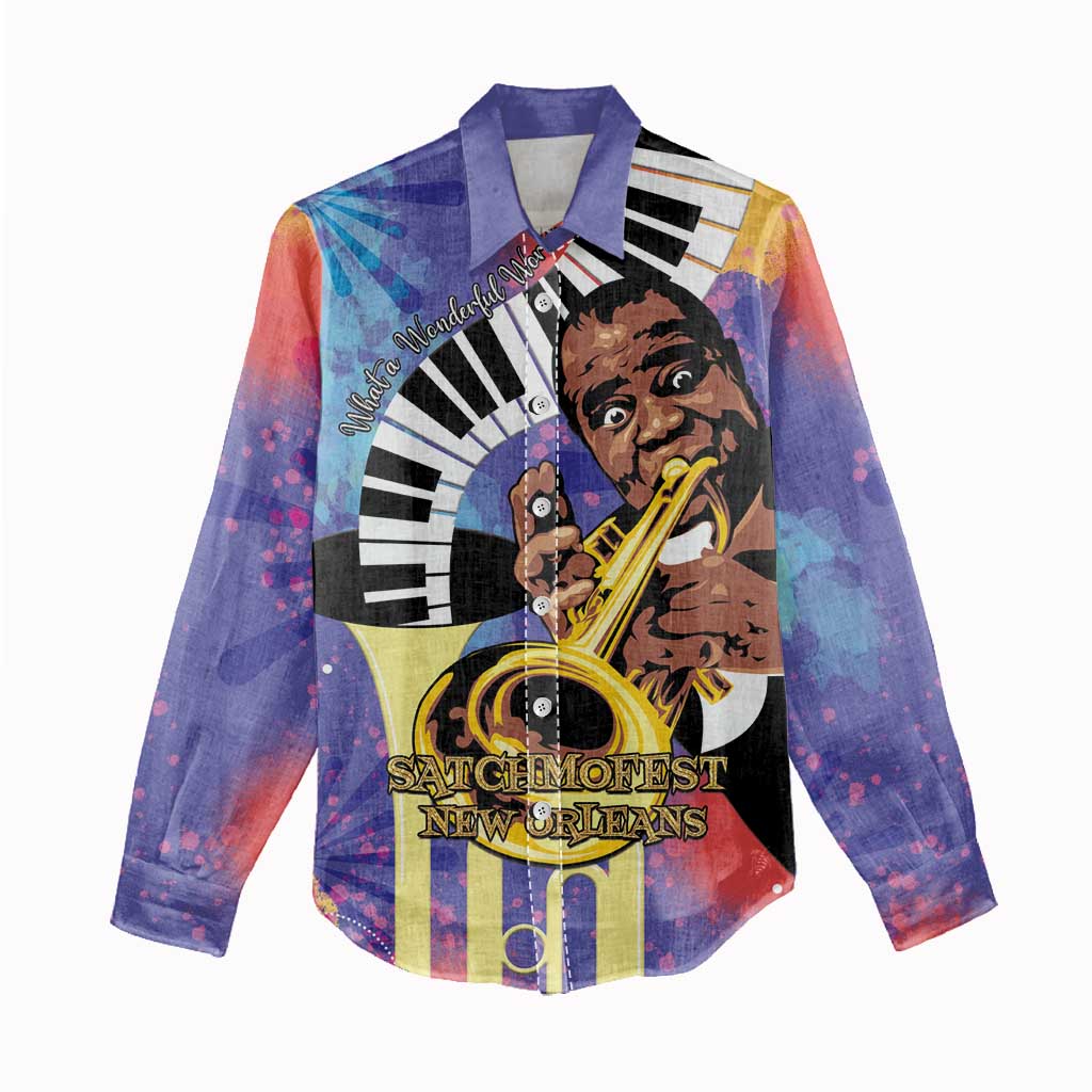Satchmofest What a Wonderful World Women Casual Shirt King Of Jazz SummerFest - African Pride