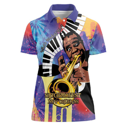 Satchmofest What a Wonderful World Women Polo Shirt King Of Jazz SummerFest - African Pride