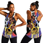 Satchmofest What a Wonderful World Women Racerback Tank King Of Jazz SummerFest - African Pride