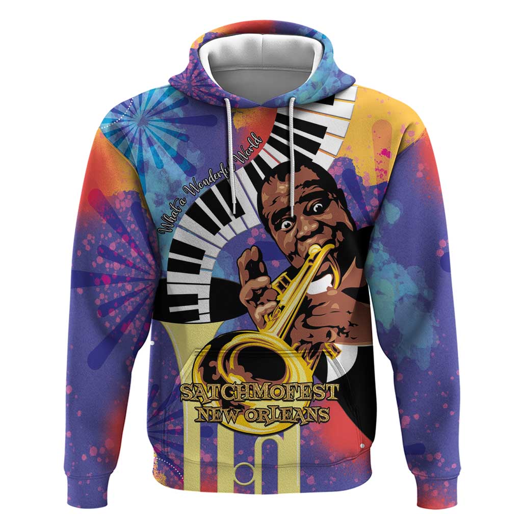 Satchmofest What a Wonderful World Zip Hoodie King Of Jazz SummerFest - African Pride
