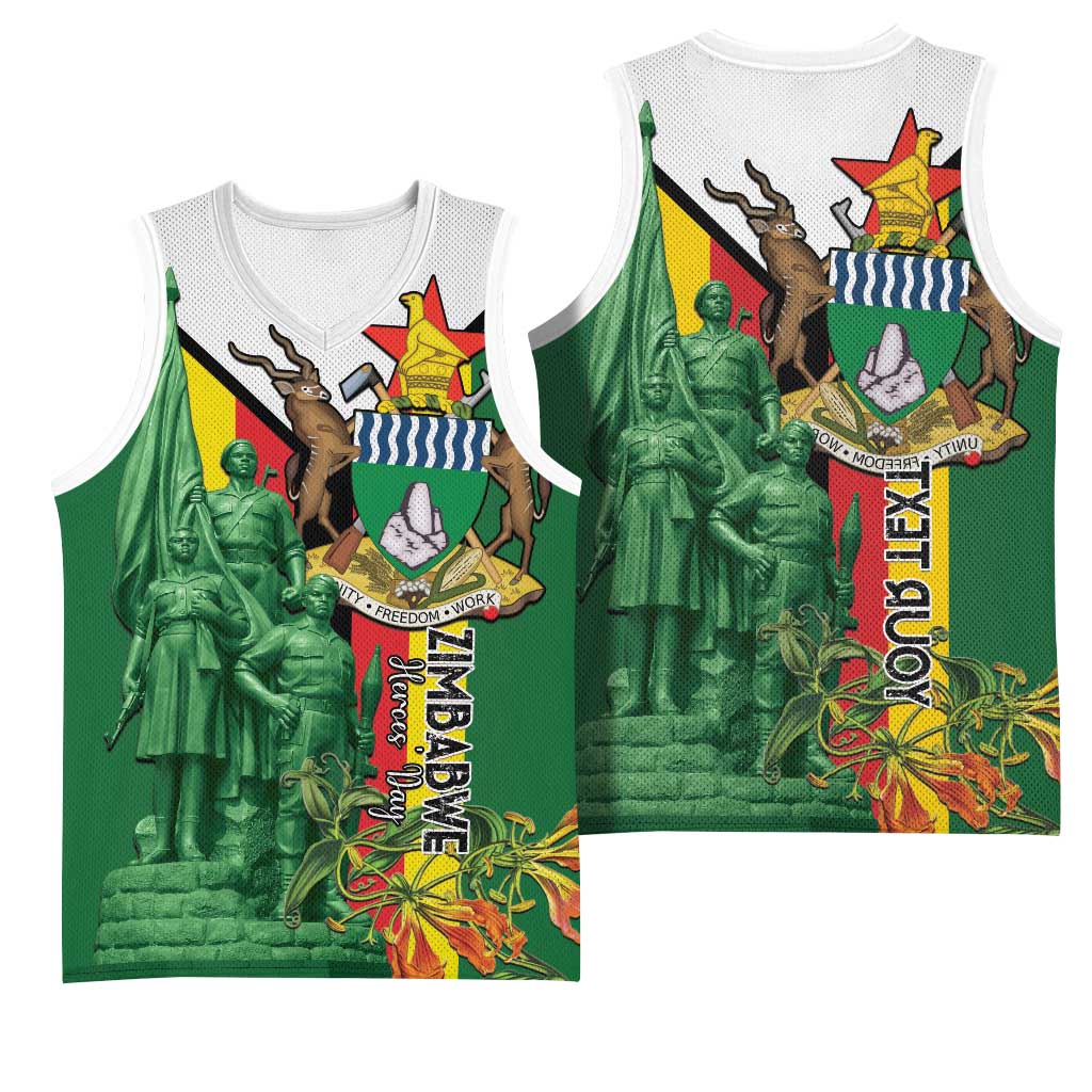 Personalized Zimbabwe Heroes' Day Basketball Jersey Nyika yeZimbabwe Monument - Coat Of Arms - African Pride