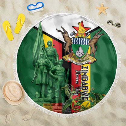 Zimbabwe Heroes' Day Beach Blanket Nyika yeZimbabwe Monument - Coat Of Arms - African Pride