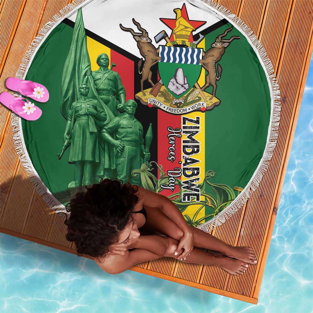 Zimbabwe Heroes' Day Beach Blanket Nyika yeZimbabwe Monument - Coat Of Arms - African Pride