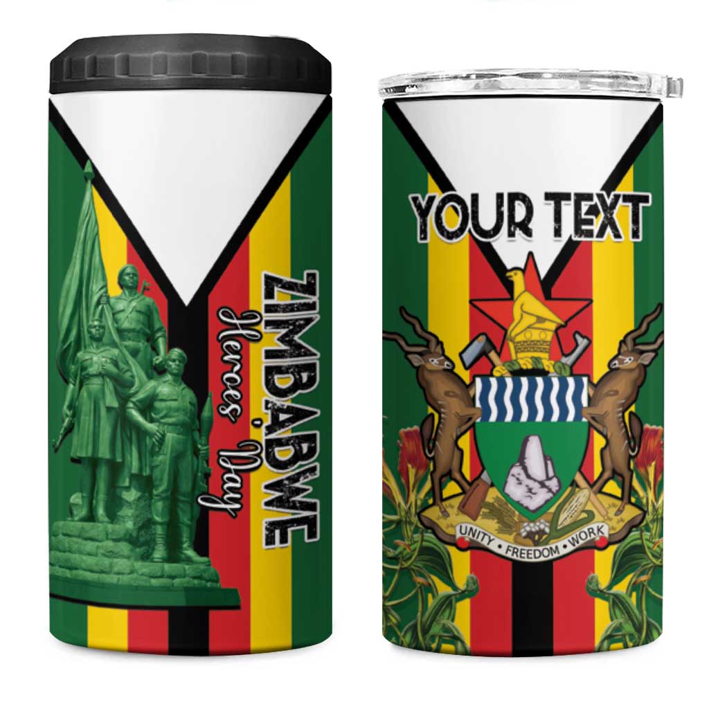 Personalized Zimbabwe Heroes' Day 4 in 1 Can Cooler Tumbler Nyika yeZimbabwe Monument - Coat Of Arms - African Pride