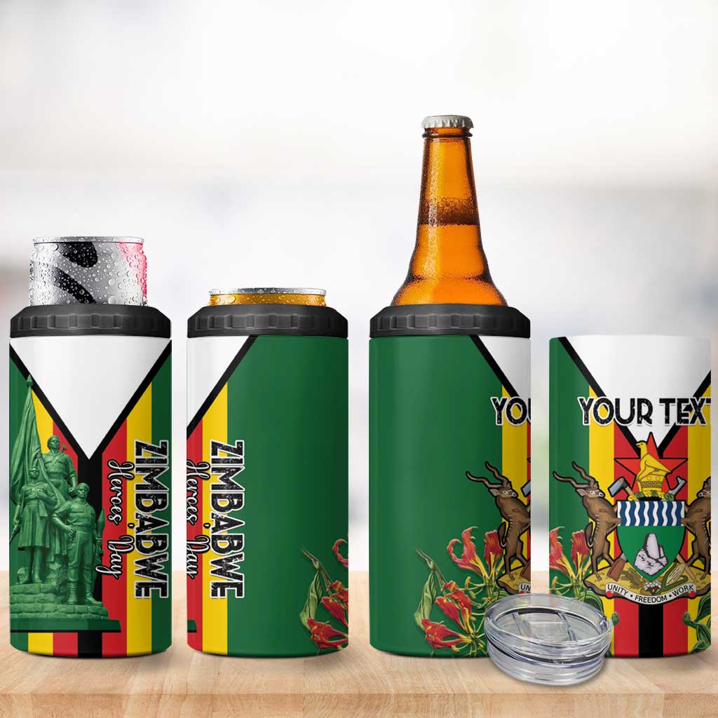 Personalized Zimbabwe Heroes' Day 4 in 1 Can Cooler Tumbler Nyika yeZimbabwe Monument - Coat Of Arms - African Pride
