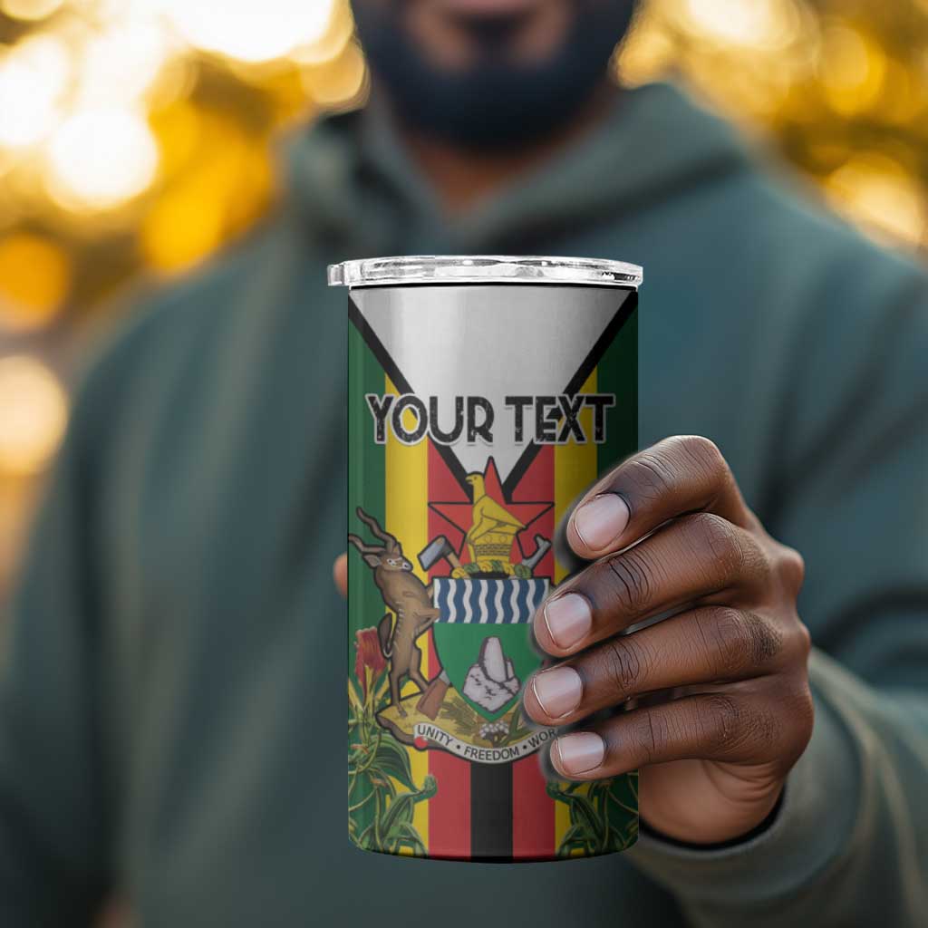 Personalized Zimbabwe Heroes' Day 4 in 1 Can Cooler Tumbler Nyika yeZimbabwe Monument - Coat Of Arms - African Pride