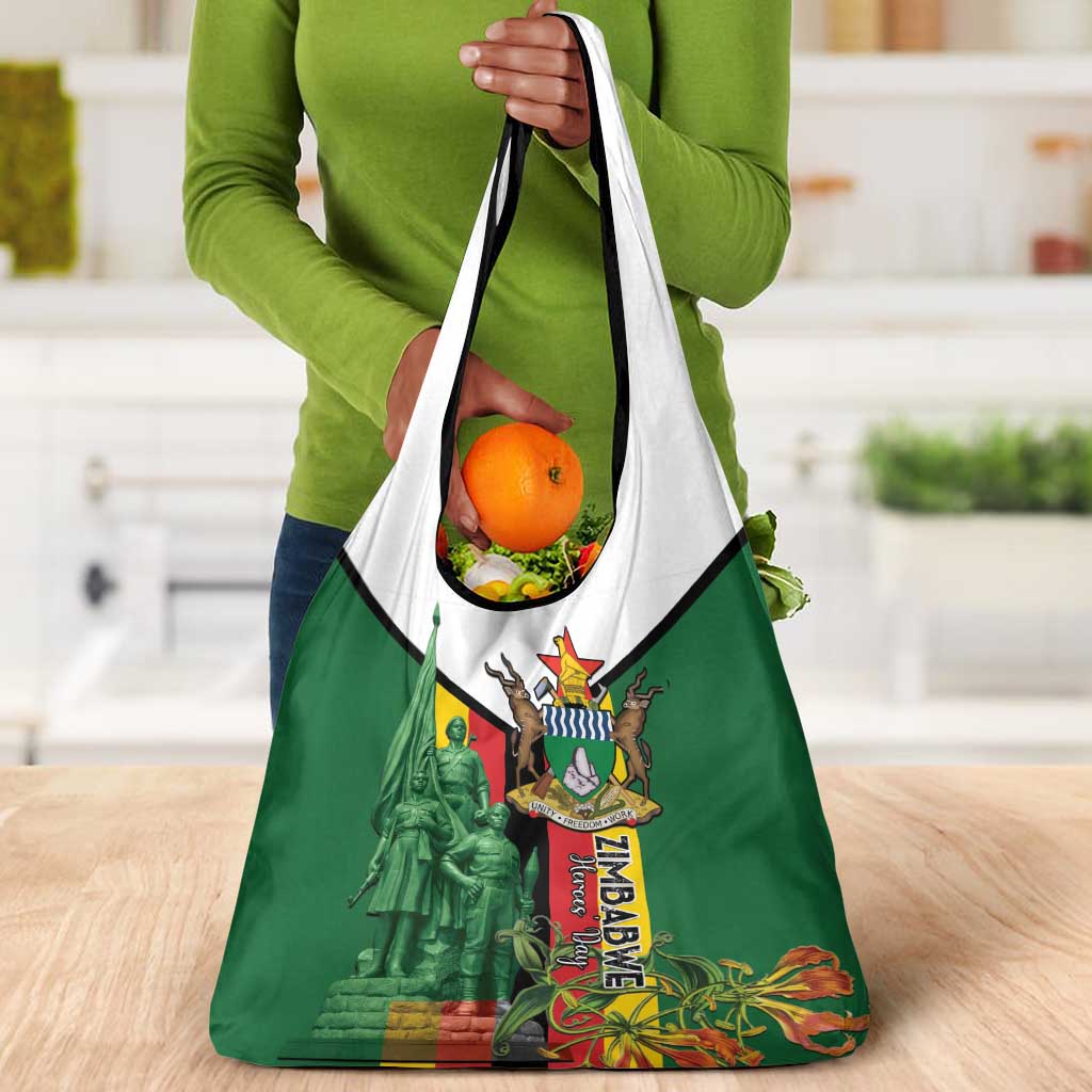 Zimbabwe Heroes' Day Grocery Bag Nyika yeZimbabwe Monument - Coat Of Arms - African Pride