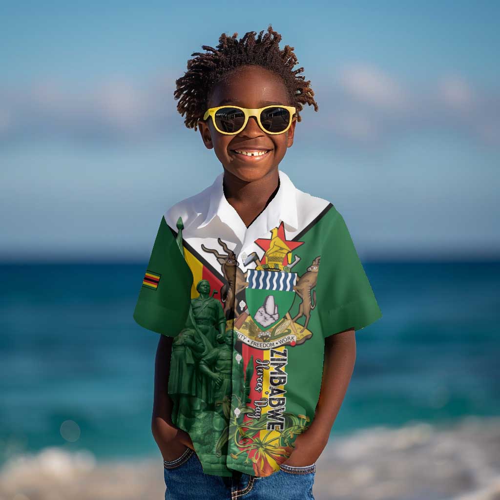 Personalized Zimbabwe Heroes' Day Kid Hawaiian Shirt Nyika yeZimbabwe Monument - Coat Of Arms - African Pride