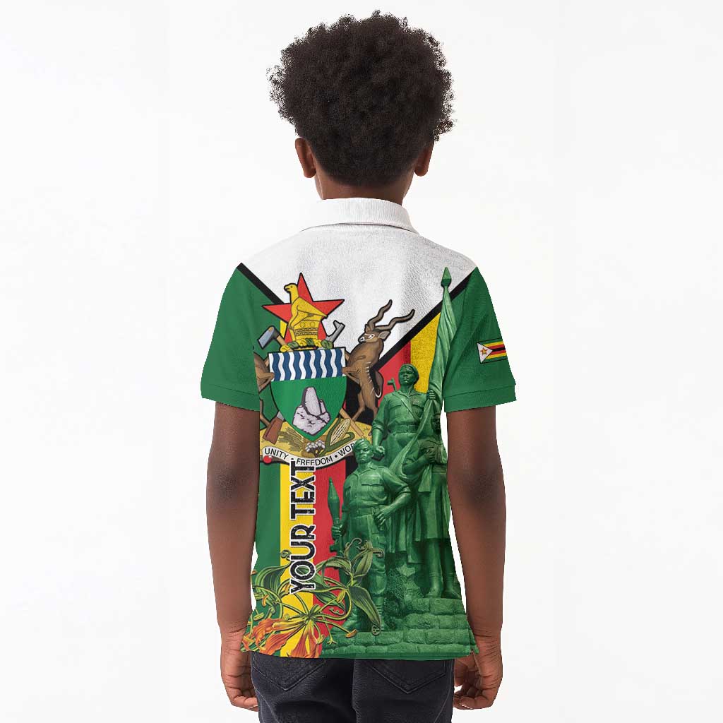 Personalized Zimbabwe Heroes' Day Kid Polo Shirt Nyika yeZimbabwe Monument - Coat Of Arms - African Pride