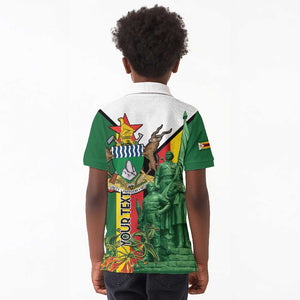 Personalized Zimbabwe Heroes' Day Kid Polo Shirt Nyika yeZimbabwe Monument - Coat Of Arms - African Pride