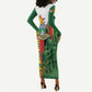Personalized Zimbabwe Heroes' Day Long Sleeve Bodycon Dress Nyika yeZimbabwe Monument - Coat Of Arms - African Pride