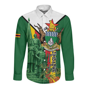 Personalized Zimbabwe Heroes' Day Long Sleeve Button Shirt Nyika yeZimbabwe Monument - Coat Of Arms - African Pride