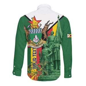 Personalized Zimbabwe Heroes' Day Long Sleeve Button Shirt Nyika yeZimbabwe Monument - Coat Of Arms - African Pride