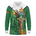 Personalized Zimbabwe Heroes' Day Long Sleeve Polo Shirt Nyika yeZimbabwe Monument - Coat Of Arms - African Pride