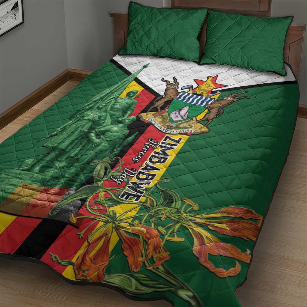 Zimbabwe Heroes' Day Quilt Bed Set Nyika yeZimbabwe Monument - Coat Of Arms - African Pride