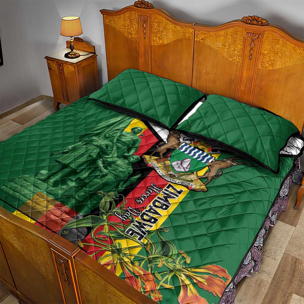 Zimbabwe Heroes' Day Quilt Bed Set Nyika yeZimbabwe Monument - Coat Of Arms - African Pride