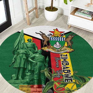 Zimbabwe Heroes' Day Round Carpet Nyika yeZimbabwe Monument - Coat Of Arms - African Pride