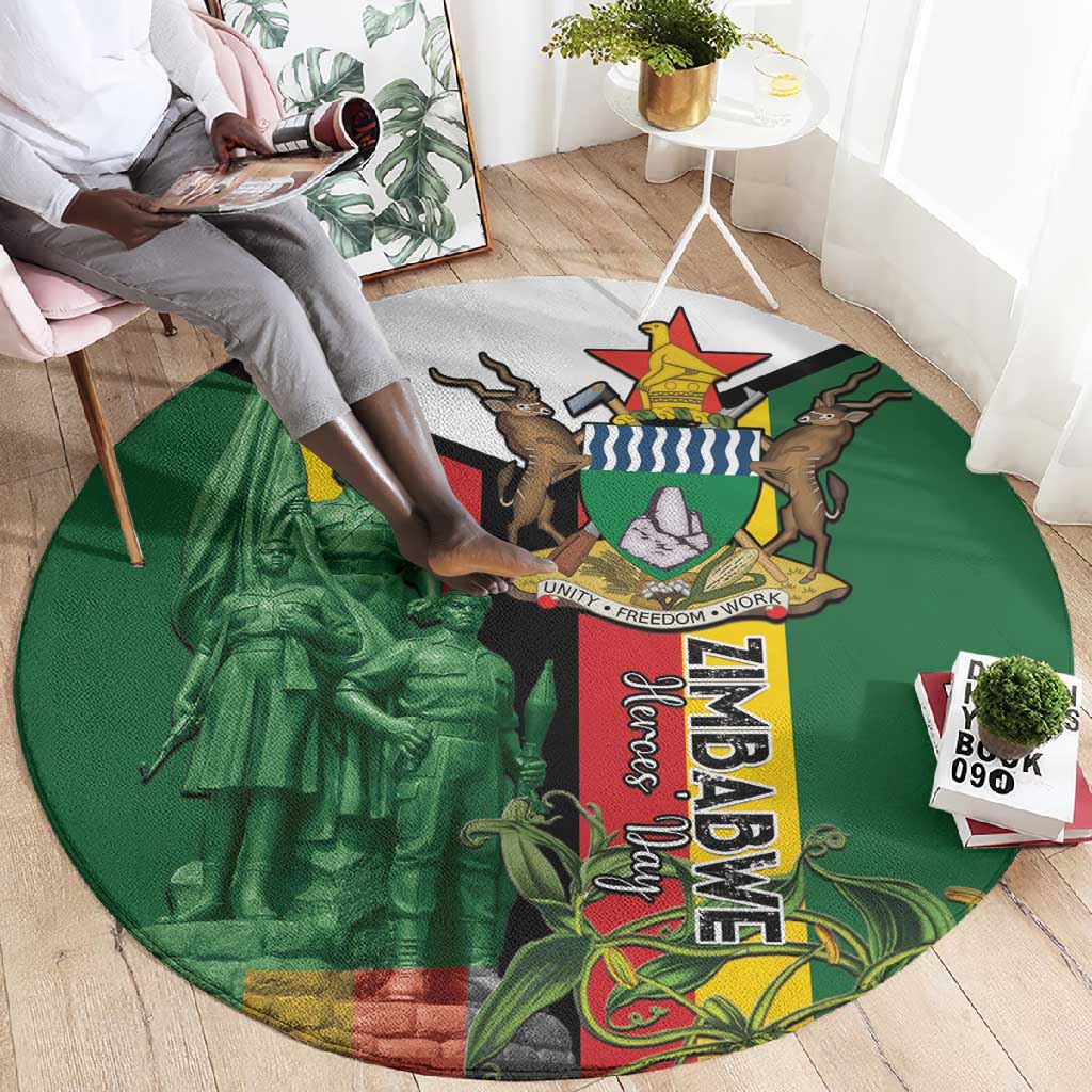Zimbabwe Heroes' Day Round Carpet Nyika yeZimbabwe Monument - Coat Of Arms - African Pride