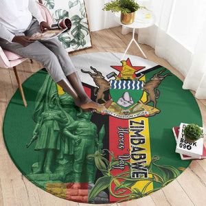 Zimbabwe Heroes' Day Round Carpet Nyika yeZimbabwe Monument - Coat Of Arms - African Pride