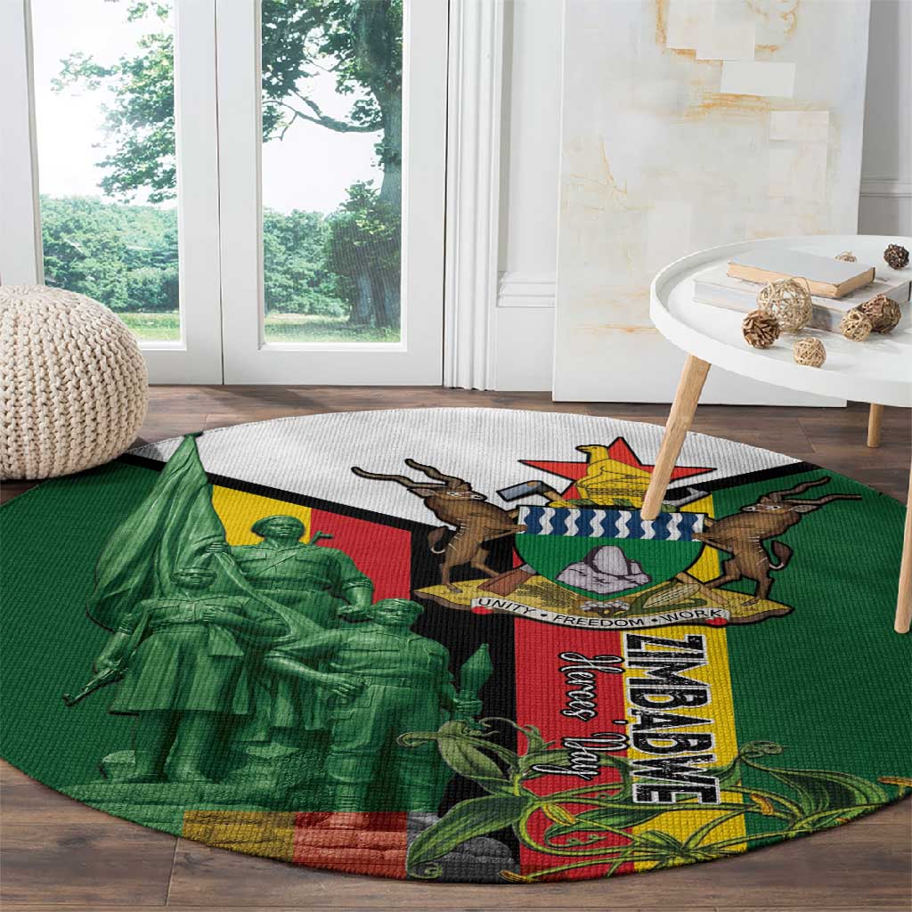 Zimbabwe Heroes' Day Round Carpet Nyika yeZimbabwe Monument - Coat Of Arms - African Pride