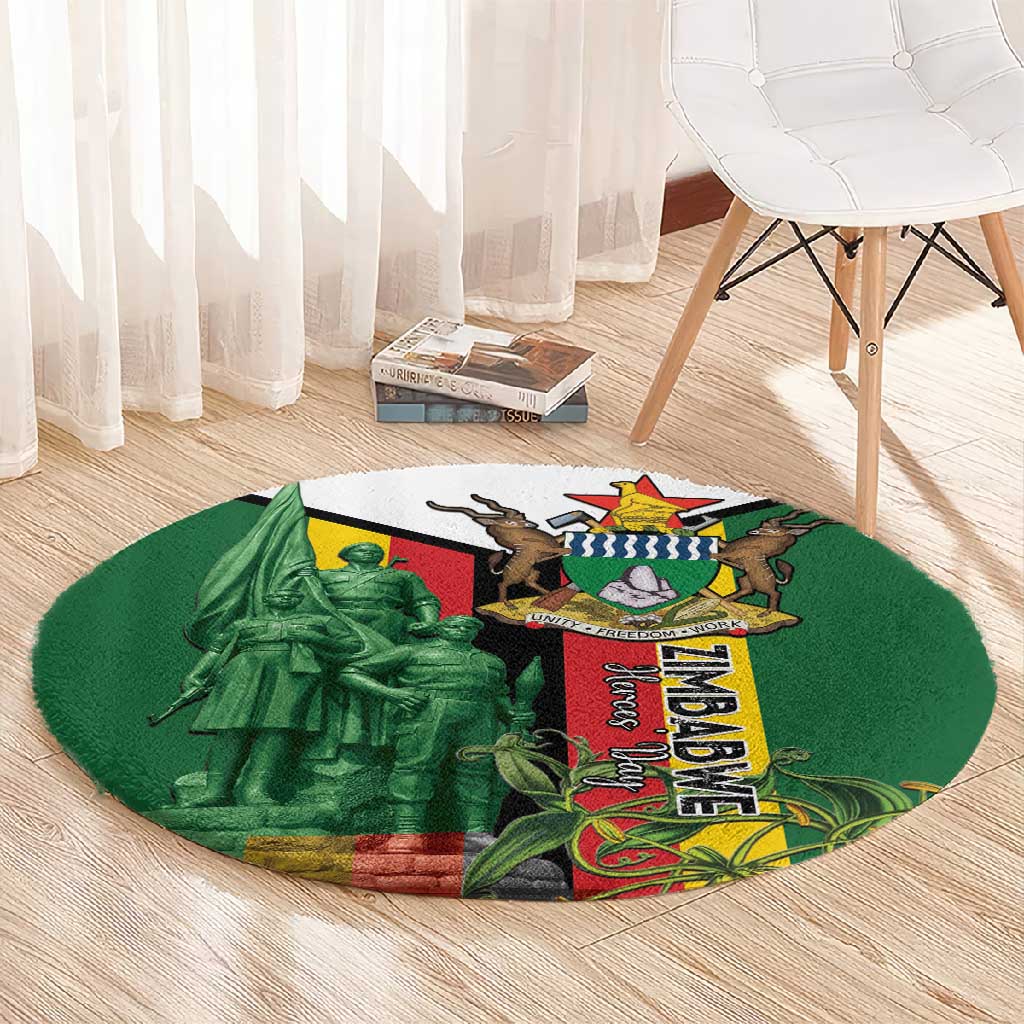 Zimbabwe Heroes' Day Round Carpet Nyika yeZimbabwe Monument - Coat Of Arms - African Pride