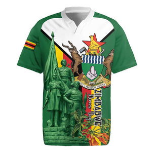 Personalized Zimbabwe Heroes' Day Rugby Jersey Nyika yeZimbabwe Monument - Coat Of Arms - African Pride