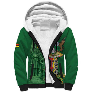 Personalized Zimbabwe Heroes' Day Sherpa Hoodie Nyika yeZimbabwe Monument - Coat Of Arms - African Pride