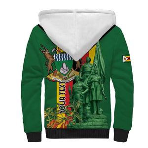 Personalized Zimbabwe Heroes' Day Sherpa Hoodie Nyika yeZimbabwe Monument - Coat Of Arms - African Pride