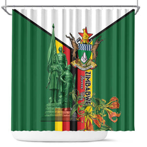 Zimbabwe Heroes' Day Shower Curtain Nyika yeZimbabwe Monument - Coat Of Arms - African Pride